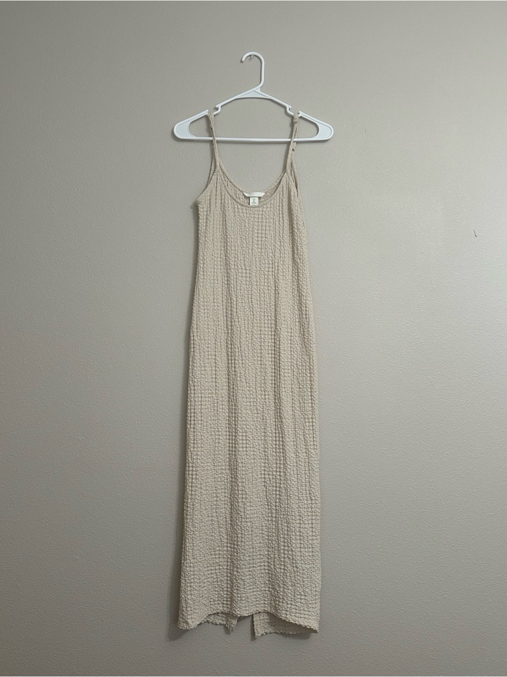 H&M Cream Textured Maxi Slip Dress